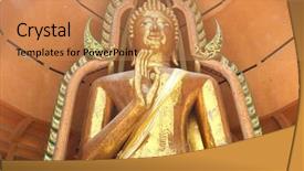  Presentation with buddha - PPT layouts with golden buddha background and a coral colored foreground