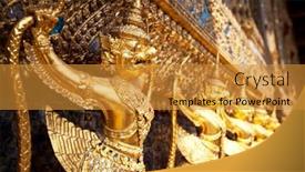  Presentation with bangkok - Audience pleasing PPT theme consisting of golden-buddhist-statue-in-bangkok backdrop and a gold colored foreground