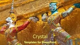  Presentation with bangkok - Slide deck with golden-buddhist-statue-in-bangkok background and a tawny brown colored foreground