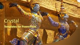  Presentation with bangkok - PPT layouts having golden-buddhist-statue-in-bangkok background and a tawny brown colored foreground
