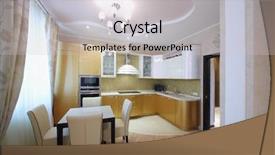  Presentation with golden - PPT theme enhanced with golden cabinets in the apartment background and a light gray colored foreground