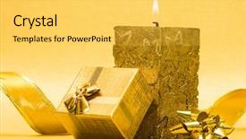  Presentation with an open gift box - Beautiful presentation design featuring golden candle and gift box backdrop and a  colored foreground