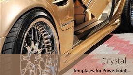  Presentation with golden car - Colorful slides enhanced with golden-car-with-an-open backdrop and a coral colored foreground