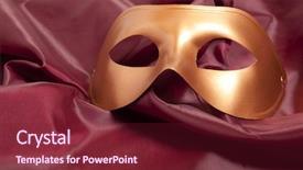  Presentation with holy mass communion a golden - Slide set enhanced with golden carnival mask on satin background and a tawny brown colored foreground