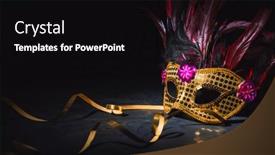  Presentation with carnival - PPT theme enhanced with golden-carnival-mask-with-golden background and a black colored foreground