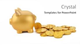  Presentation with piggy bank - Slide deck consisting of golden-ceramic-piggy-bank background and a white colored foreground