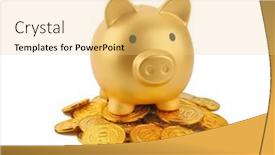  Presentation with piggy bank - PPT layouts with golden-ceramic-piggy-bank background and a yellow colored foreground