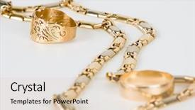  Presentation with golden wedding - PPT theme having golden chain and two wedding background and a lemonade colored foreground