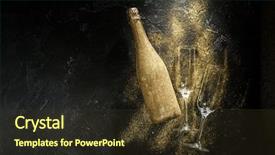  Presentation with champagne - Colorful presentation theme enhanced with golden champagne bottle two wine backdrop and a tawny brown colored foreground