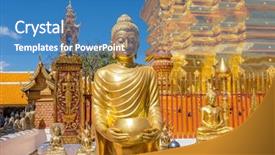  Presentation with chiang mai - Audience pleasing slides consisting of golden chedi stupa and umbrella backdrop and a teal colored foreground