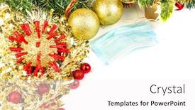  Presentation with red medical - Cool new theme with golden-christams-coronavirus-bauble backdrop and a white colored foreground