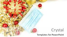  Presentation with red medical - PPT layouts enhanced with golden-christams-coronavirus-bauble background and a white colored foreground