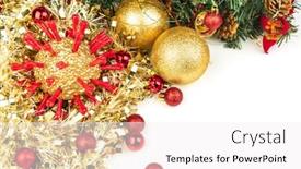  Presentation with protein - Cool new PPT theme with golden-christams-coronavirus-bauble backdrop and a white colored foreground