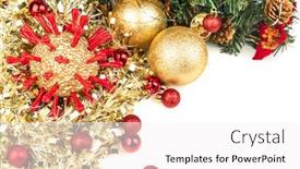  Presentation with protein - Amazing PPT theme having golden-christams-coronavirus-bauble backdrop and a white colored foreground