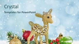  Presentation with holly - Slide deck enhanced with golden christmas - fawn with fir branch background and a sky blue colored foreground
