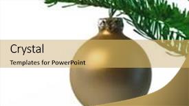  Presentation with golden christmas - Colorful slide deck enhanced with golden-christmas-ball-hanging backdrop and a yellow colored foreground