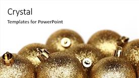  Presentation with golden christmas - PPT theme featuring golden christmas ball isolated on white background and a white colored foreground