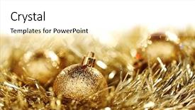  Presentation with golden christmas - Audience pleasing presentation consisting of golden-christmas-ball-on-christmas backdrop and a white colored foreground
