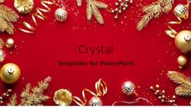  Presentation with golden christmas - Slide deck consisting of golden-christmas-balls-and-fir background and a black colored foreground