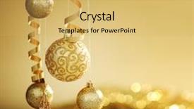  Presentation with golden christmas - Beautiful presentation theme featuring golden christmas balls on bokeh background backdrop and a yellow colored foreground