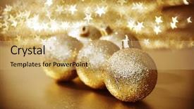  Presentation with golden christmas - Beautiful slides featuring golden christmas balls backdrop and a yellow colored foreground