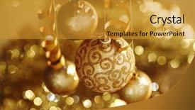  Presentation with golden christmas - Slide set having golden christmas balls background and a gold colored foreground