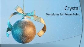  Presentation with navy blue gold - Amazing PPT layouts having golden christmas bauble on blue backdrop and a light blue colored foreground