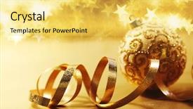 Presentation with golden christmas - Beautiful PPT theme featuring golden christmas card holiday background backdrop and a yellow colored foreground