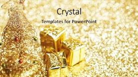 Presentation with glitter - Cool new slide set with golden christmas fir tree decoration backdrop and a lemonade colored foreground