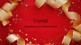  Presentation with golden christmas - Presentation design with golden christmas ribbon on red background and a  colored foreground