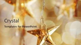  Presentation with golden christmas - PPT theme featuring golden christmas stars with very background and a yellow colored foreground