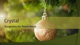  Presentation with golden christmas - Audience pleasing slides consisting of golden christmas tree ornament backdrop and a yellow colored foreground