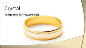  Presentation with golden wedding - Slide deck featuring golden circle - wedding ring isolated on white background and a white colored foreground