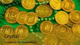  Presentation with green gold - Slide deck enhanced with golden clover leaves - st patricks day gold chocolate background and a gold colored foreground