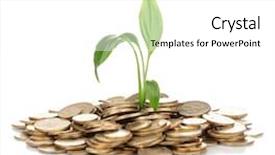  Presentation with white gold award - Presentation design with golden coins and plant isolated background and a white colored foreground