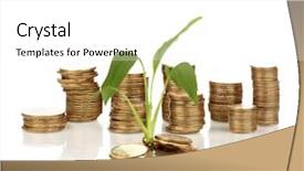  Presentation with white gold birthday - PPT theme with golden coins and plant isolated background and a white colored foreground