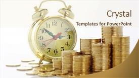  Presentation with time money - Slide deck consisting of golden coins background time background and a  colored foreground