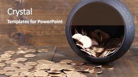  Presentation with gold coins and jewelry - Presentation theme with golden coins falling background and a tawny brown colored foreground