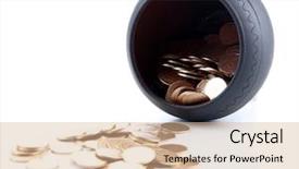  Presentation with white gold - Slide deck enhanced with golden coins falling background and a soft green colored foreground