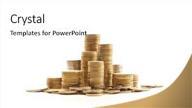  Presentation with black and gold and white - Slide deck consisting of golden coins isolated on white background and a white colored foreground