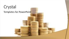  Presentation with white gold - Amazing slides having golden coins isolated on white backdrop and a white colored foreground