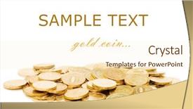  Presentation with golden - Theme featuring golden coins isolated on white background and a cream colored foreground