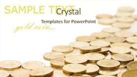 Presentation with golden - Colorful slides enhanced with golden coins isolated on white backdrop and a cream colored foreground
