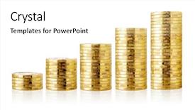  Presentation with golden - PPT theme with golden coins isolated on white background and a white colored foreground