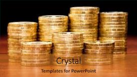  Presentation with wooden floor and gold frame - Amazing theme having golden coins on a wooden backdrop and a gold colored foreground