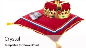  Presentation with crown - Colorful presentation theme enhanced with golden crown on red velvet backdrop and a white colored foreground