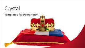 Presentation with red and gold - Colorful slide deck enhanced with golden crown on red velvet backdrop and a white colored foreground