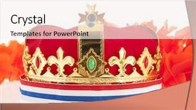  Presentation with blue orange white - Beautiful slide set featuring golden crown with dutch colors backdrop and a sky blue colored foreground