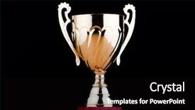  Presentation with champion golden trophy cup - PPT theme featuring golden cup against the background background and a black colored foreground