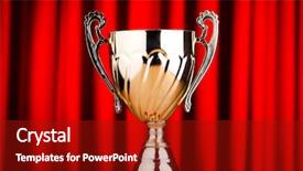  Presentation with champion golden trophy cup - Slide deck consisting of golden cup against the background background and a crimson colored foreground